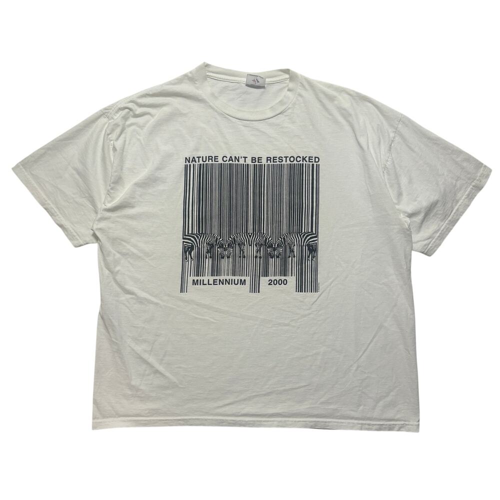 VTG 90’s Nature Art Barcode Single Stitch Animal T-Shirt Men’s XL White